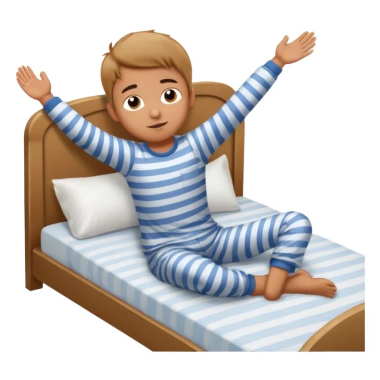 emoji- of a cute stretching boy waking up in bed sticker