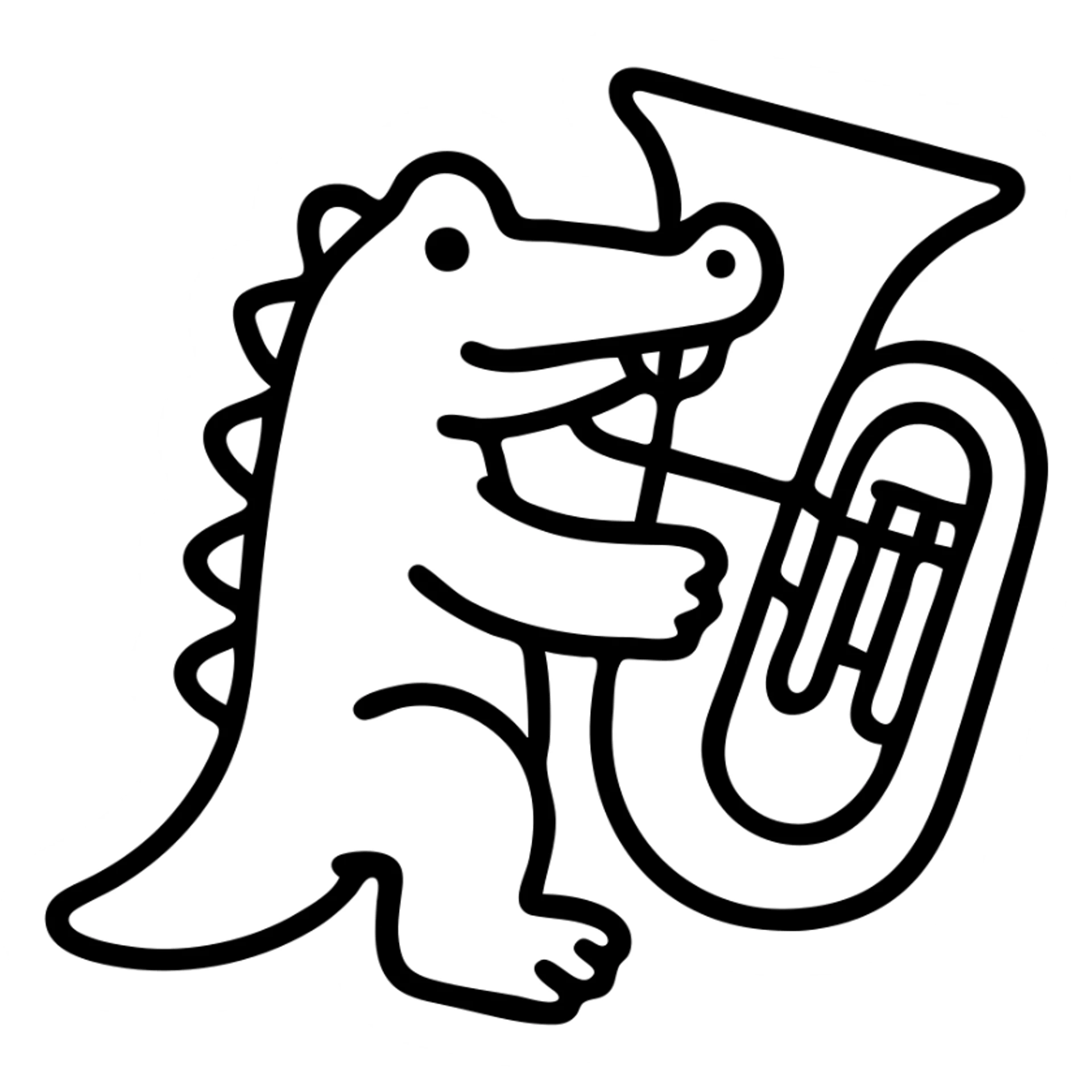 Crocodile playing a bombardino brass instrument sticker