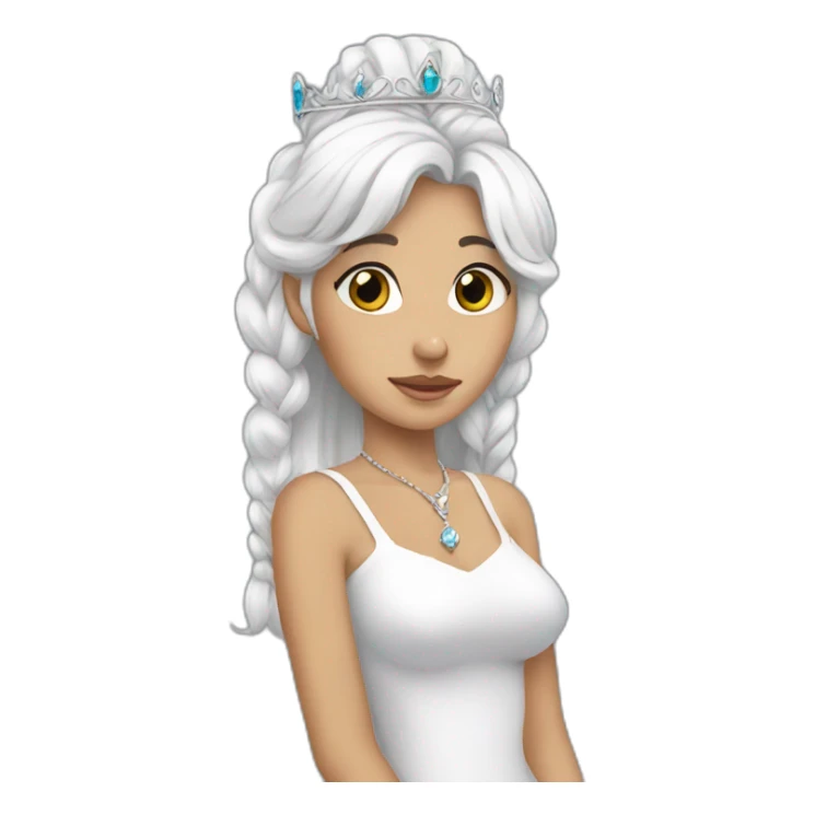 princess- proud- sad- white hair- wear necklace sticker