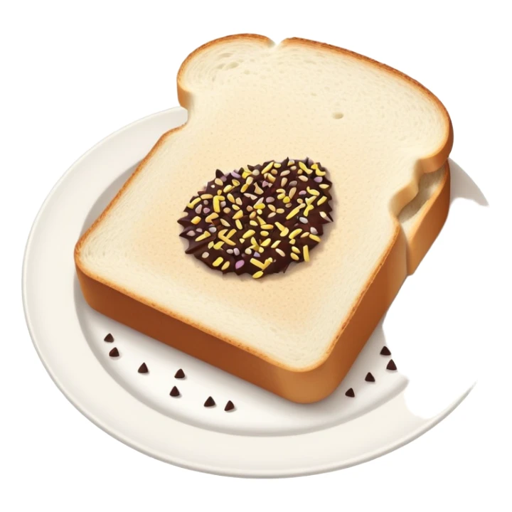 Slice of white bread on a white plate with chocolate sprinkles on top sticker