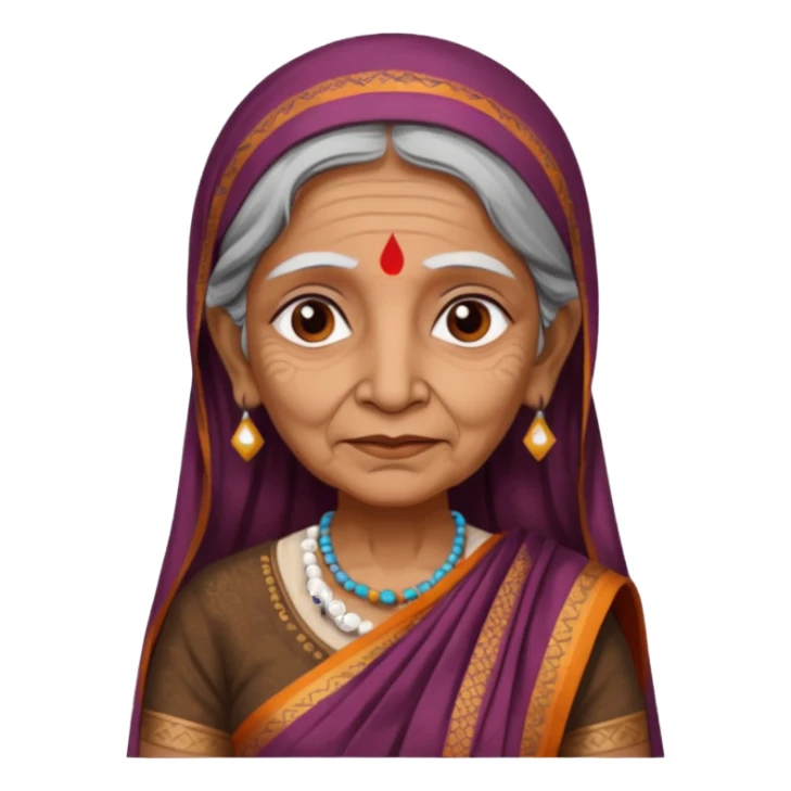indian sari ancient old woman sticker
