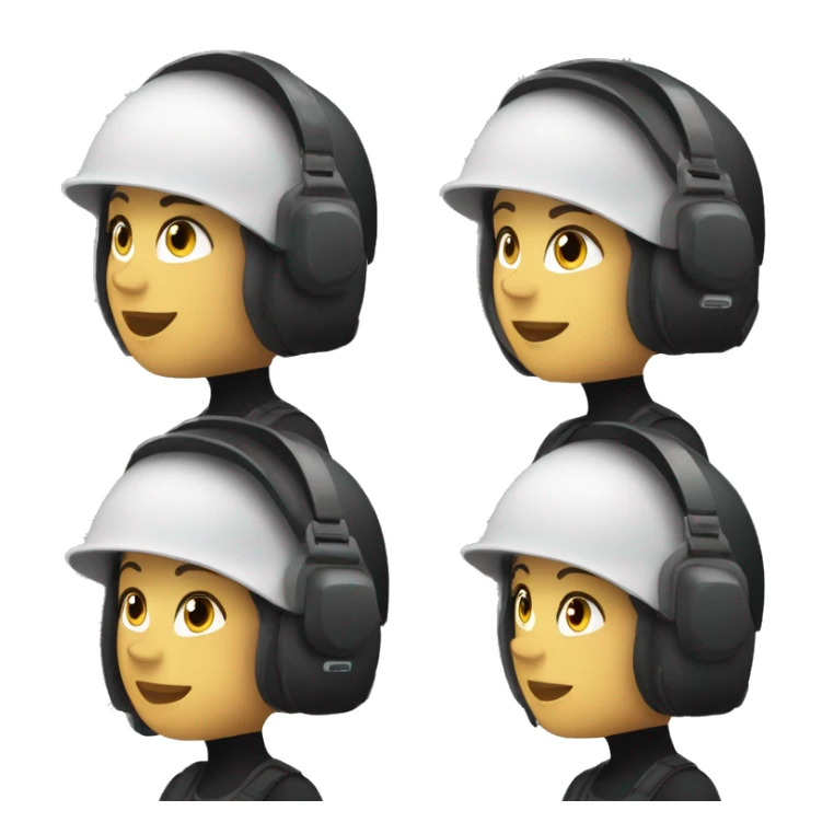 white woman operator dressed in black with a milatary helmet, without glasses, wearing a headset, ready to respond to alerts sticker