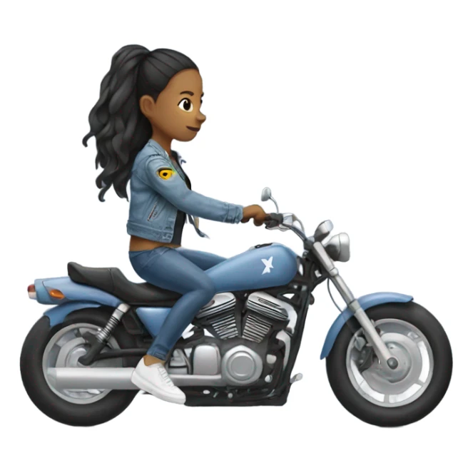 girl in torn denim jacket on motorcycle  sticker