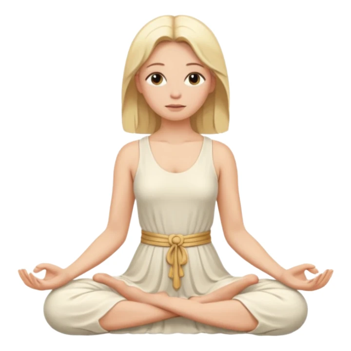 A blonde woman meditating in an ivory-colored dress sticker