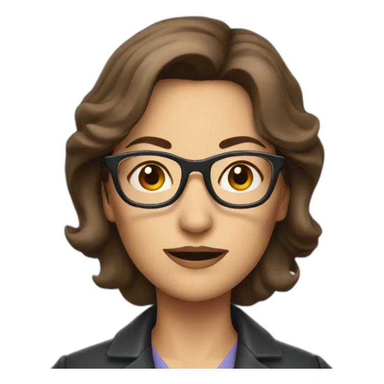 middle-aged detective woman with brown midhair and glasses sticker