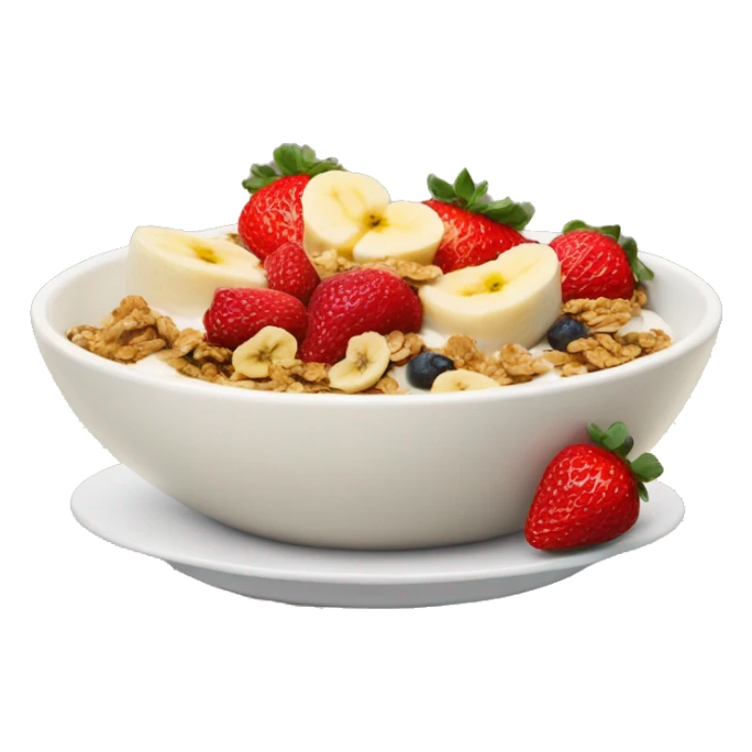 yogurt bowl with strawberries and bananas and granola  sticker