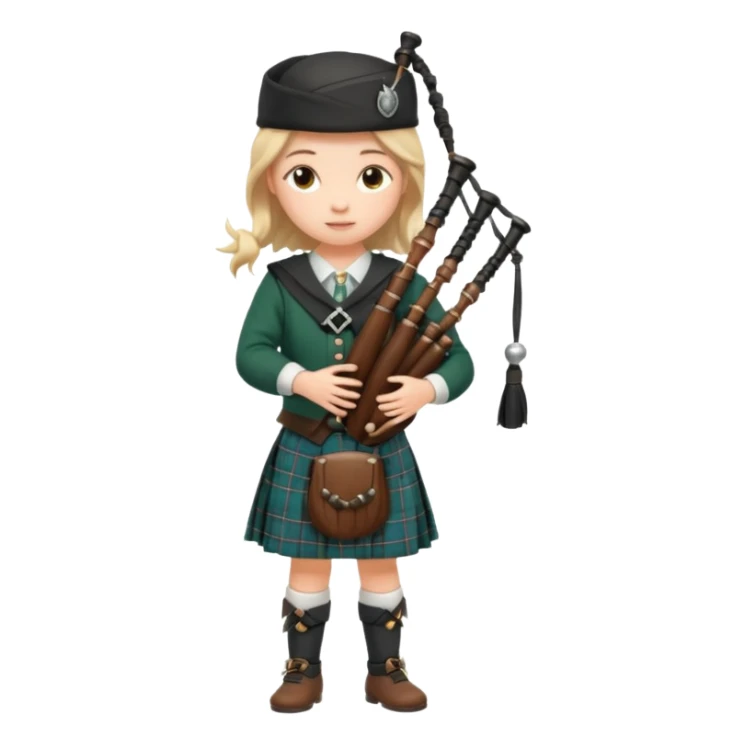 scotch girl playing bagpipe full body sticker