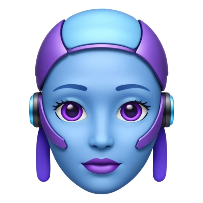 emoji artificial intelligence futuristic theme, digital elements, blue and purple colors, modern style sticker