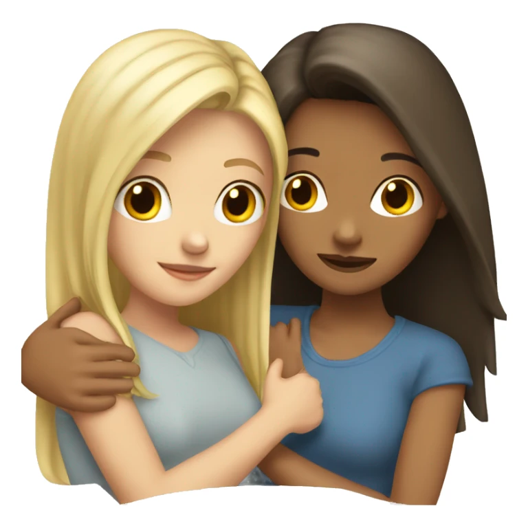 brunette girl hugs blonde girl sticker
