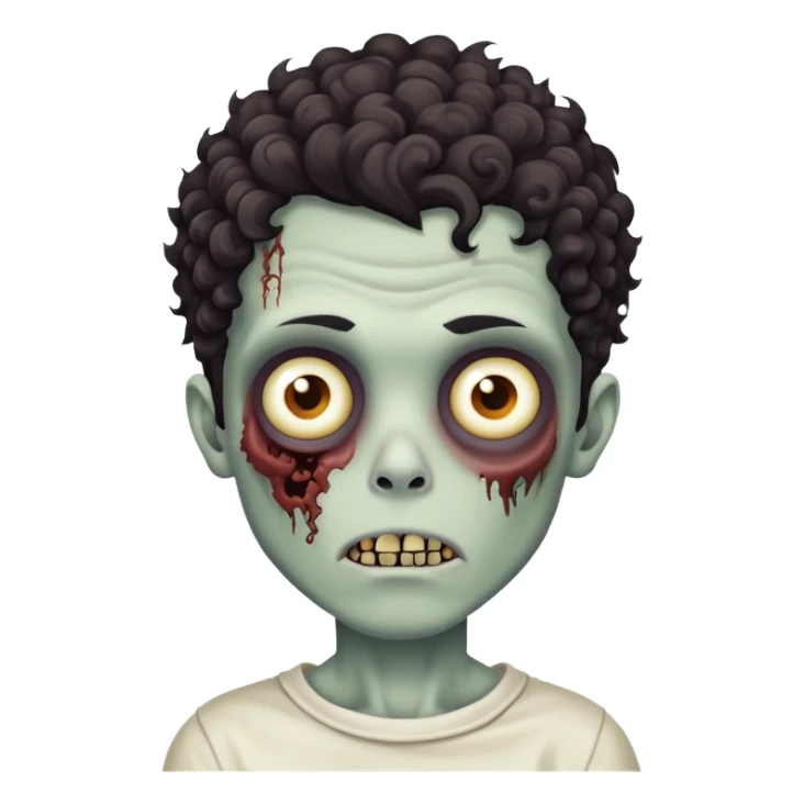 Zombie boy with curly hair sticker