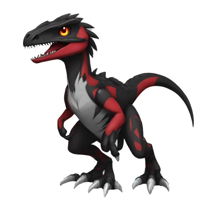  Cool Edgy Black Red Digimon-Fakemon-Velociraptor full body sticker