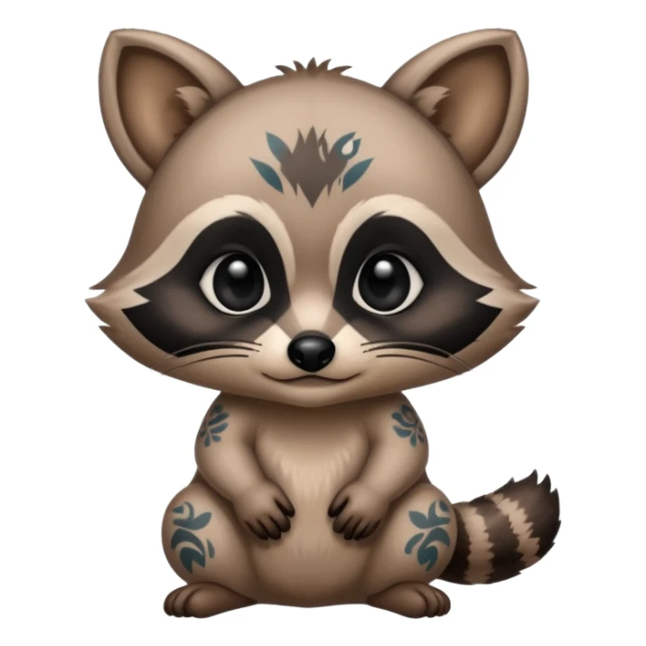 A baby raccoon covered in tattoos sticker