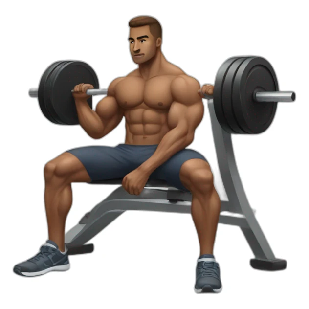 muscular guy benching at the gym sticker