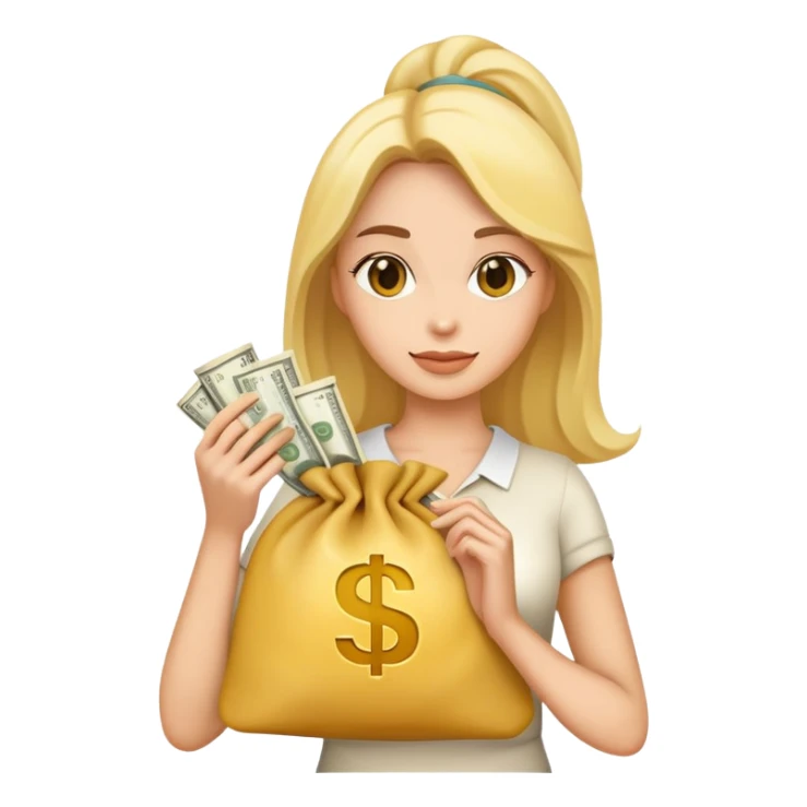 yellow woman holding money bags sticker