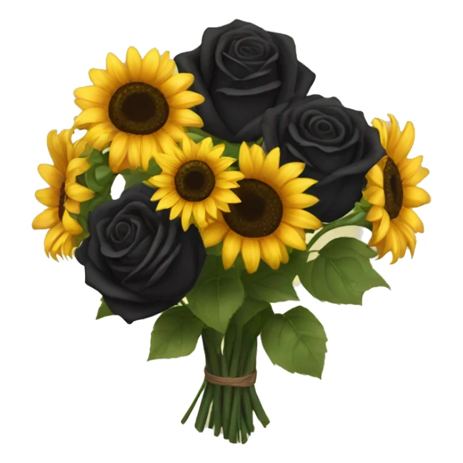 Bouquet of black roses and sunflowers sticker