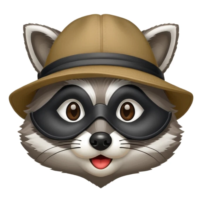raccoon with mask and incognito hat sticker