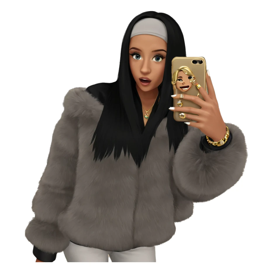 selfie with jewelry and phone sticker