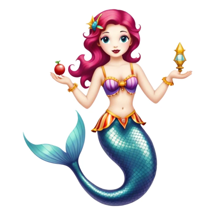 Vintage circus mermaid sticker