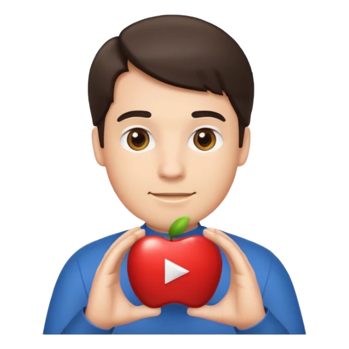 a man holding the YouTube logo, apple style emoji, simple and clear sticker