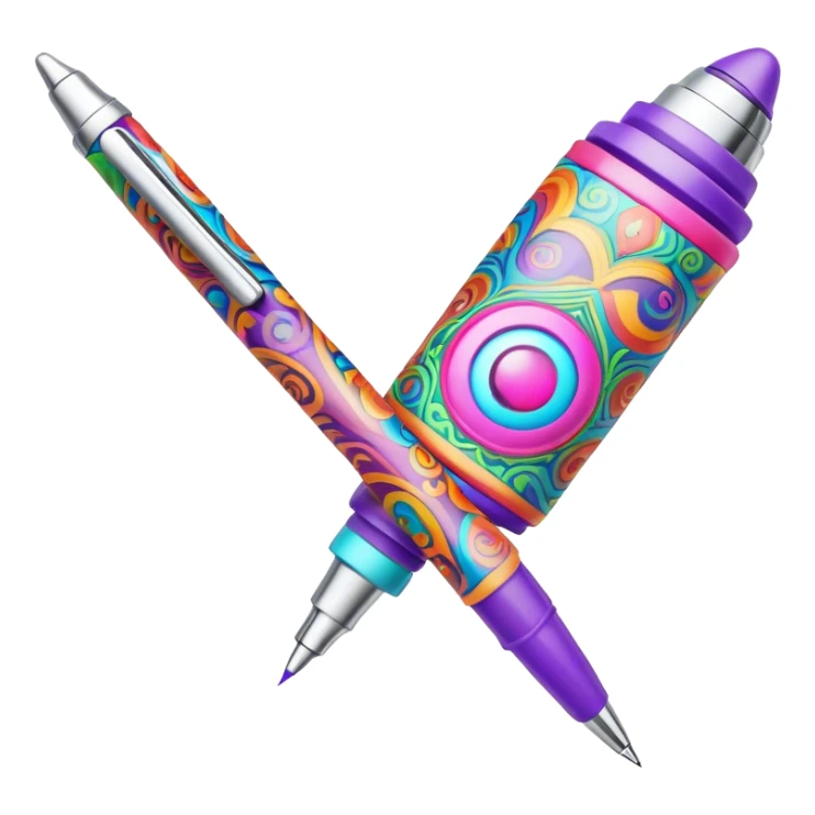 3D, psychedelic colored hippie style pen. Pen only  sticker