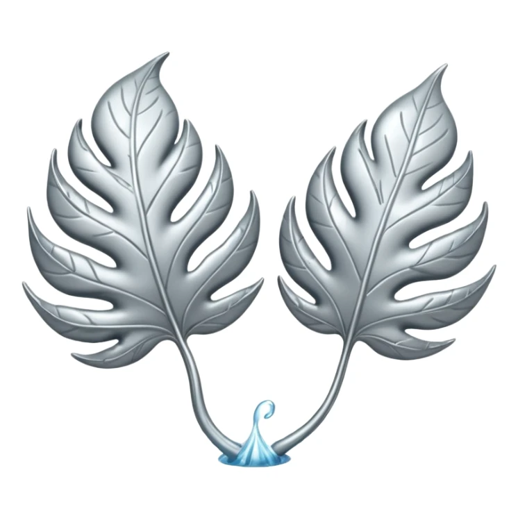 Falling 2 leaves made of silver  sticker