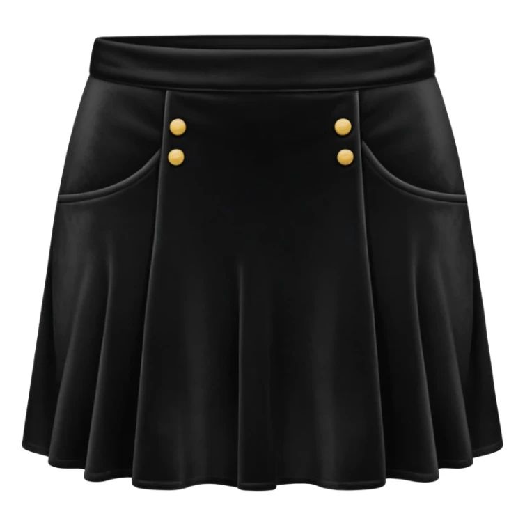 super realistic black velvet mini skirt isolated sticker