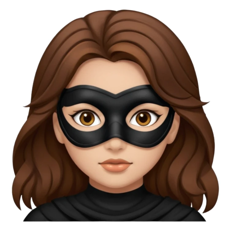 girl brown hair and black mask sticker