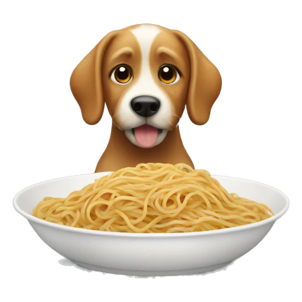 Dog with a plate of spaghetti sticker