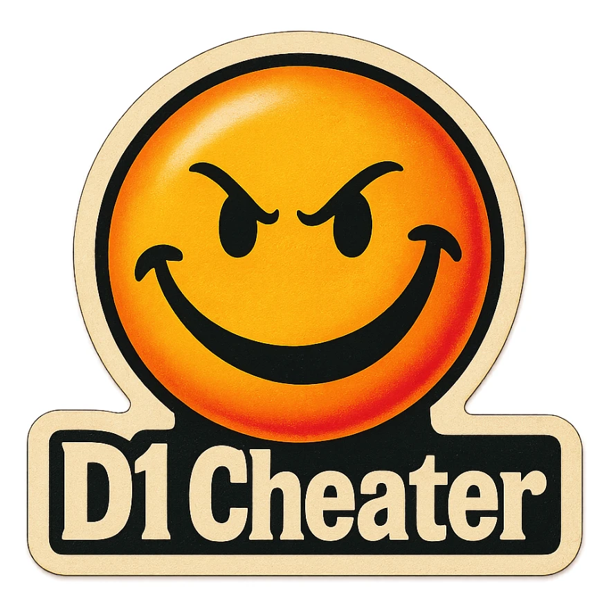 grin
 add the words " D1 Cheater " in White sticker