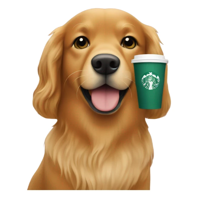 Red Golden retriever with starbucks sticker
