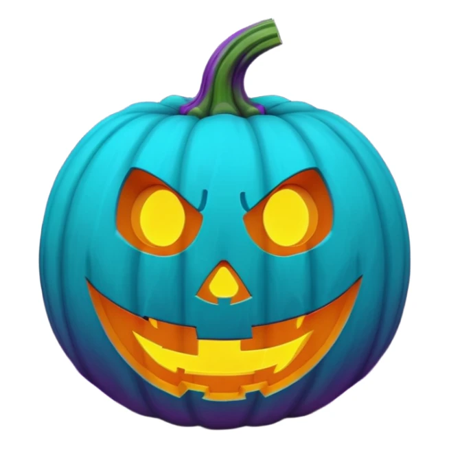 glowing jack-o'-lantern, only purple and cyan colors sticker