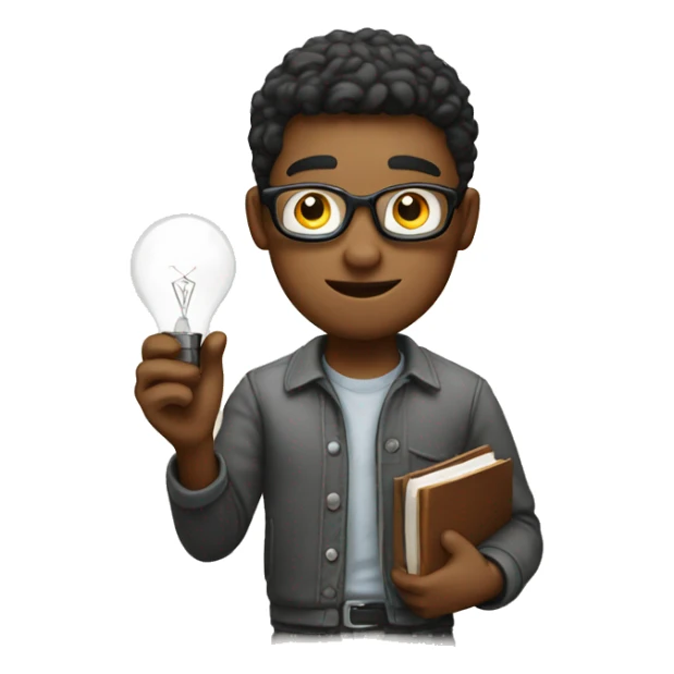 men college student hold bulb in right hand sticker