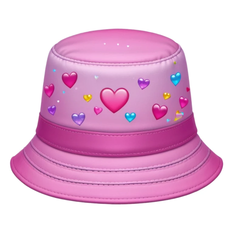 Pink ombre bucket hat with hearts and glitter sticker