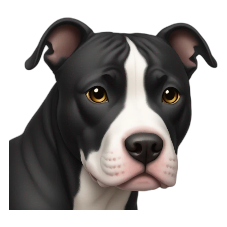 Black pitbull, white stripe nose to forehead. Right back leg in the air sticker