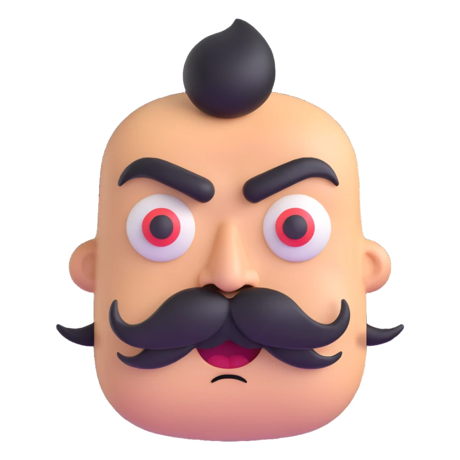 angry face with mustache sticker