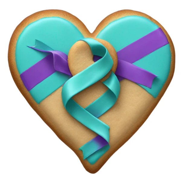 Cookie heart with teal purple awareness ribbon sticker