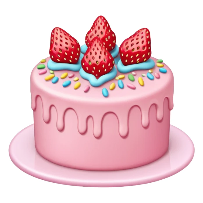 Pastel pink cake with strawberry and sprinkles sticker