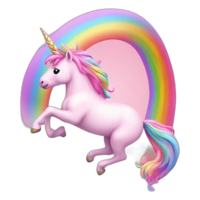 pink unicorn jumps on a rainbow sticker