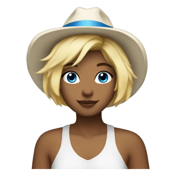 white hot with short blonde hair and blue cat hat sticker