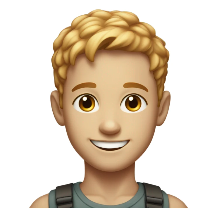 smiling boy with short-cut, reddish-blonde hair and freckles portrait sticker