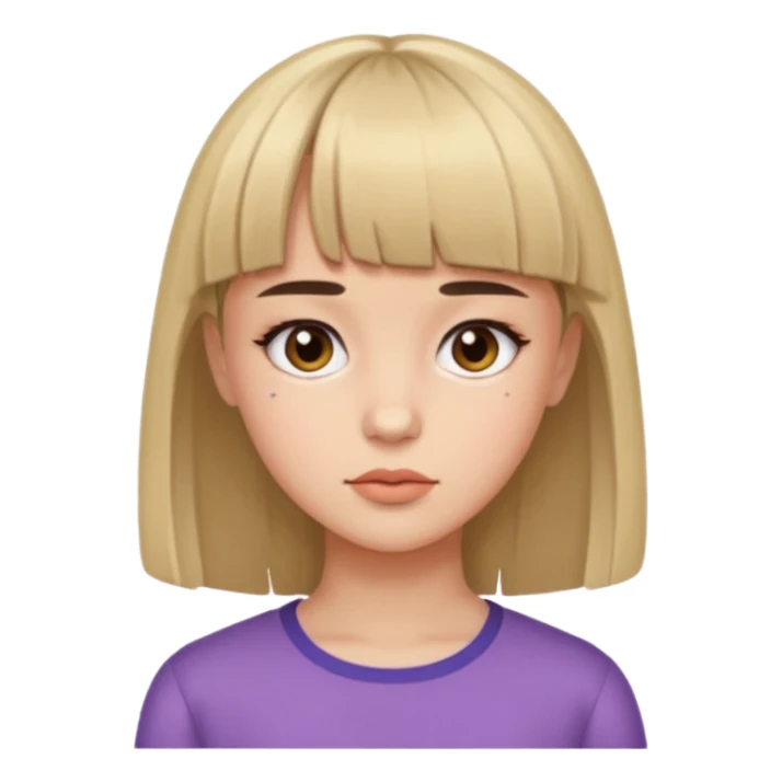 girl with micro bangs half of forehead shorter sticker