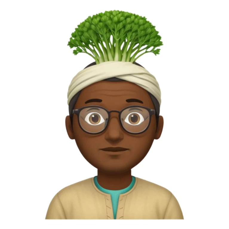 Half moroccan man with a fennel on his head and glasses on sticker
