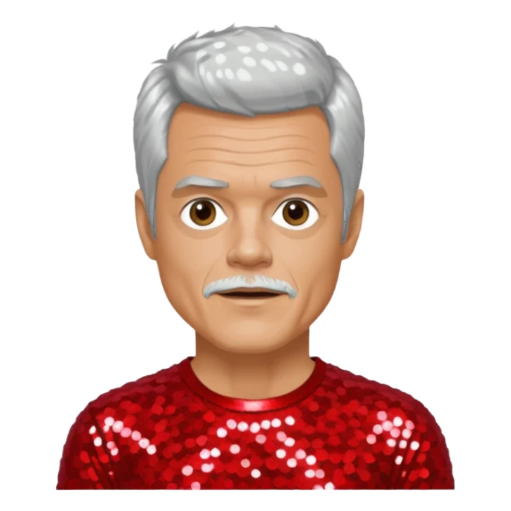 Johnny Knoxville from Jackass with silver hair, red sequin outfit sticker