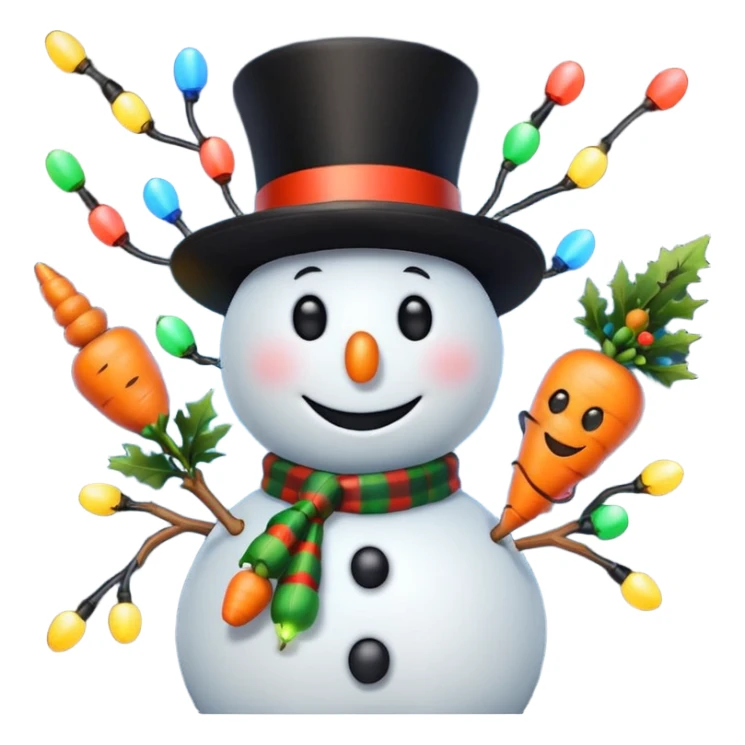emoji snowman with christmas decor sticker