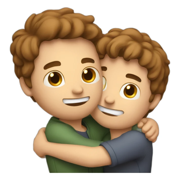 Warm loving hug between two white men with brown hair sticker