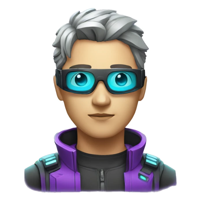 agent, scanner, cyberpunk, code, cyan and purple colors, only upper body portrait sticker