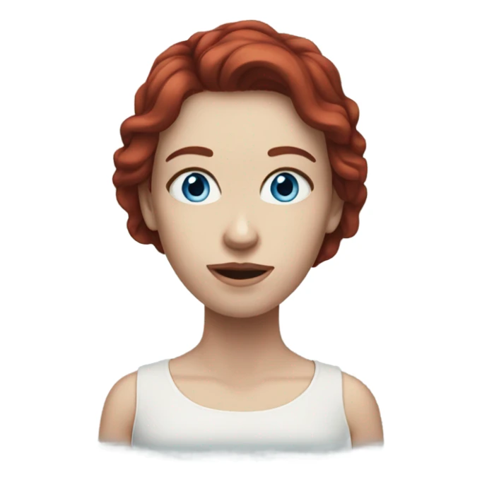 Pale woman dark red hair blue eyes sticker