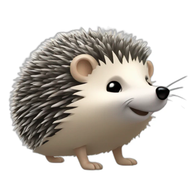 Hedgehog gray quills one black ear one white ear full body sticker
