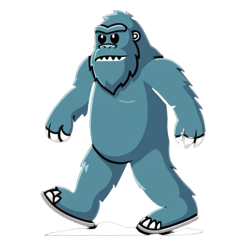 cute cartoon bigfoot with large footprints sticker