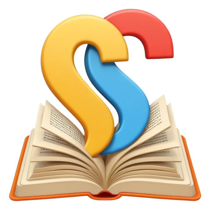 A minimalist emoji-style icon representing wordplay — symbolizing creativity with language. It features an open book or speech bubble merging with playful letters or word fragments, forming a clever visual pun. sticker
